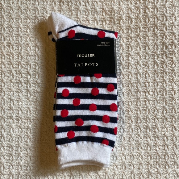 Talbots Accessories - Talbots Red Polka Dot and Striped Trouser Socks NWT One Size